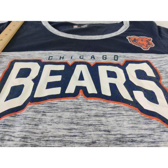 Rhinestone Large Women's NFL Chicago Bears 3/4 Sleeve Shirt - Picture 3 of 8